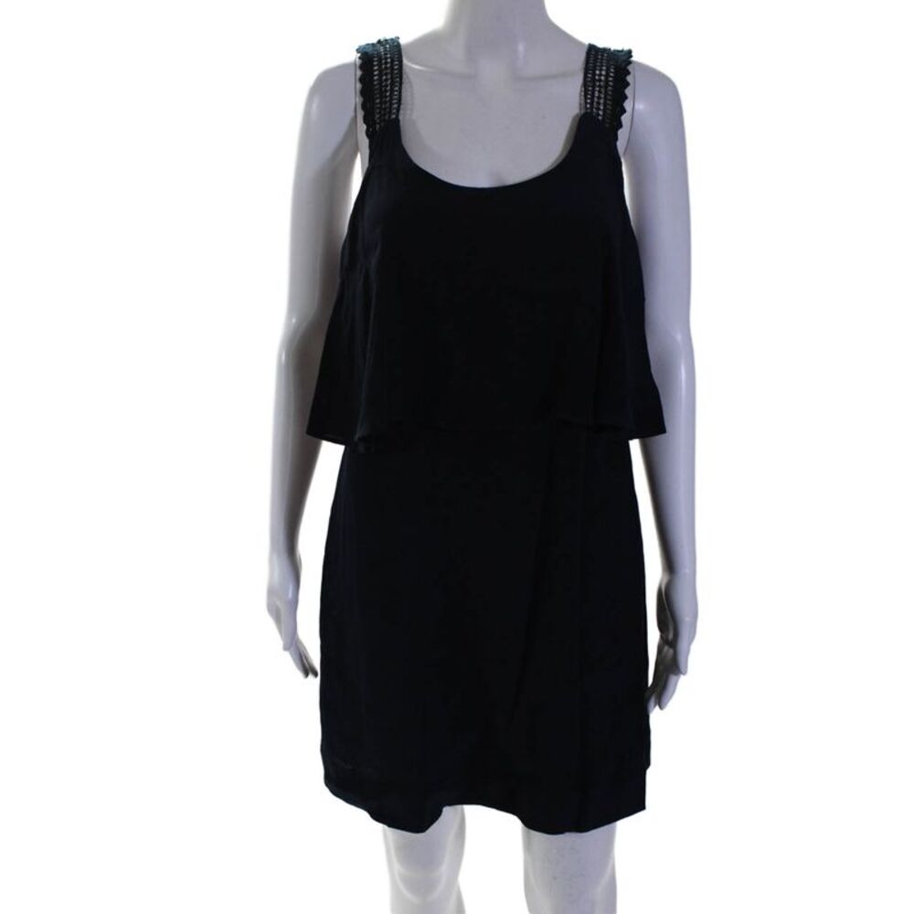 Maeva Womens Sleeveless Round Neck Zipped Dress Navy Blue Size 0